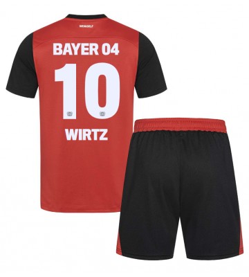 Bayer Leverkusen Florian Wirtz #10 Primera Equipación Niños 2024-25 Manga Corta (+ Pantalones cortos)